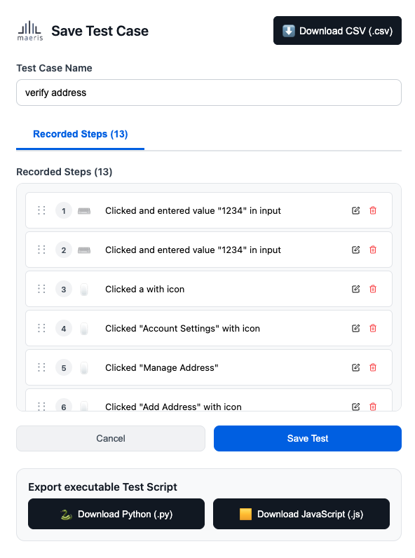 We generate the test
